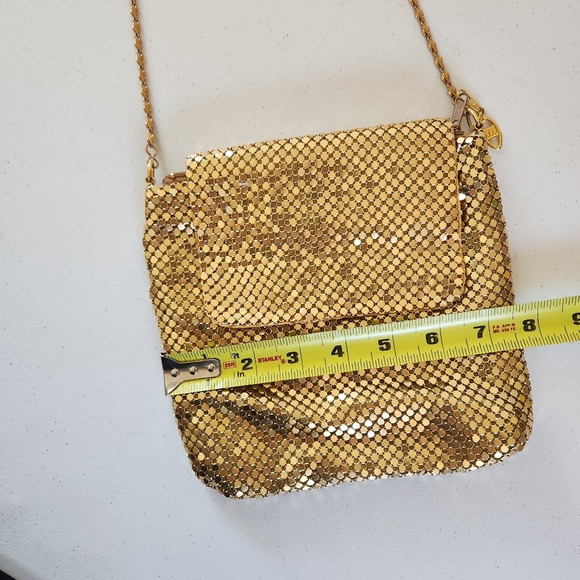 Vintage Debenhams Gold Metallic Metal Mesh Pouch Clutch Handbag Purse Party 90s - Picture 9 of 10